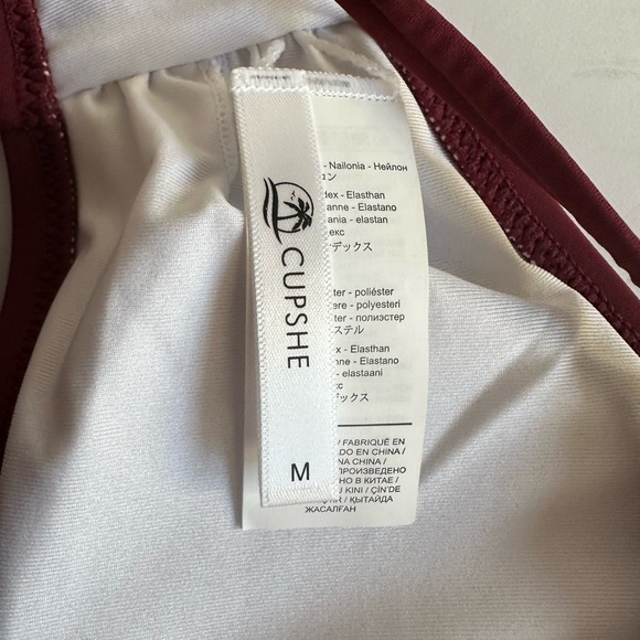 Cupshe‎ Strappy Halter Bikini & Bottom Swimwear M Burgundy Beachy Resort - Picture 8 of 13